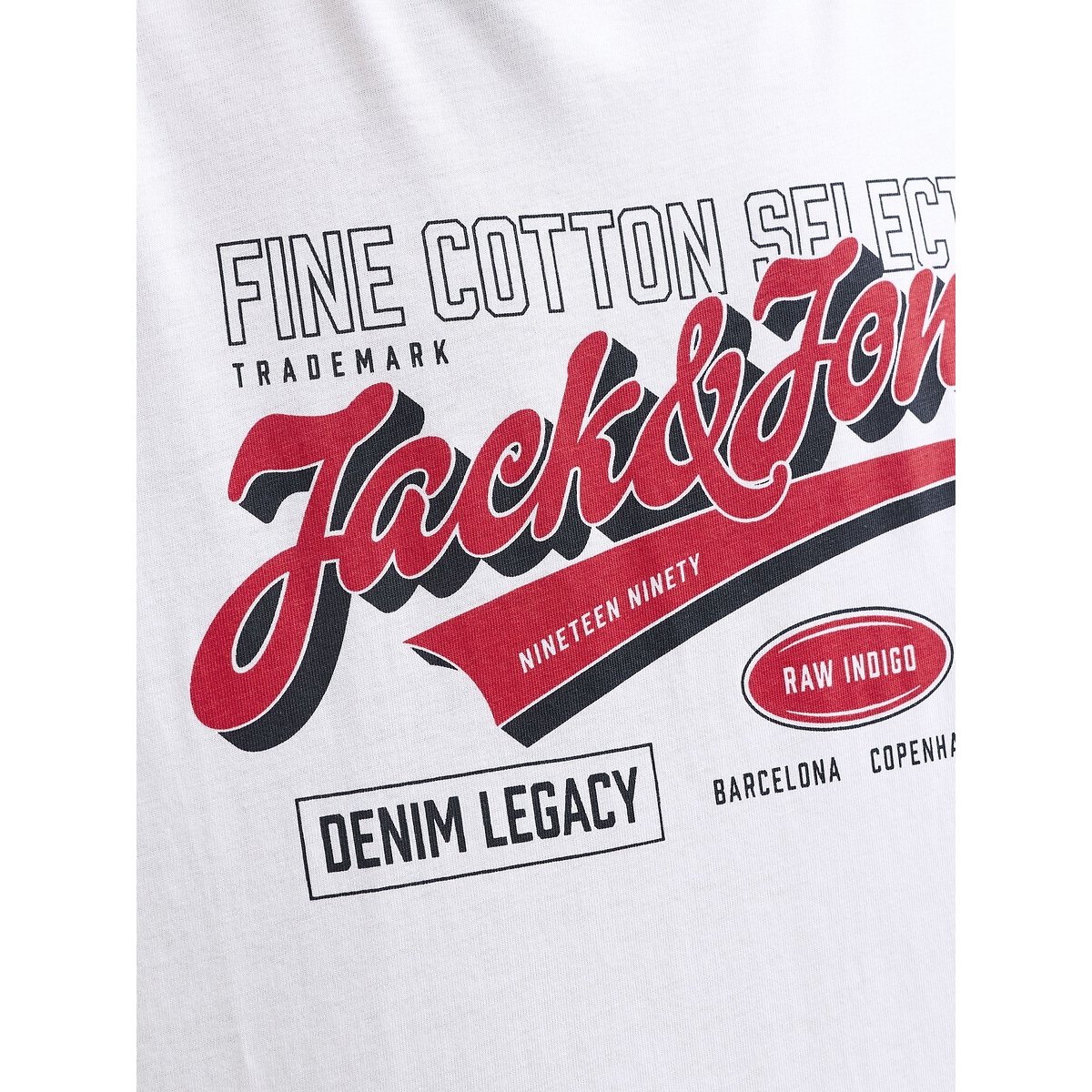 Camiseta de manga corta, cuello redondo, logotipo blanco, JACK & JONES