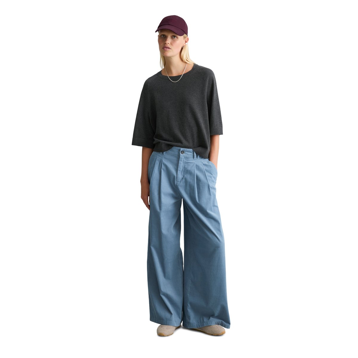 Pull en maille oversize en Soft Cotton Stretch gris, MARC O’POLO DENIM