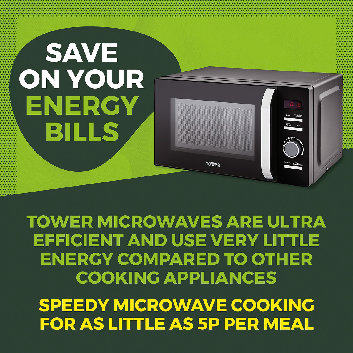 Renaissance 20L Digital Microwave - T24039 black, TOWER