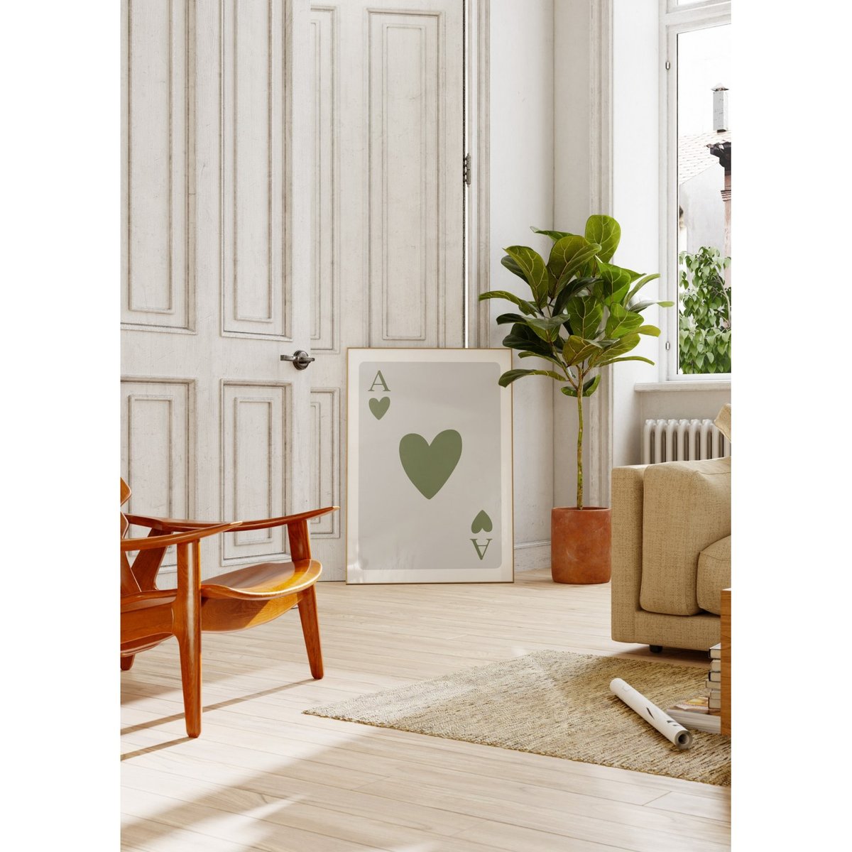 Affiche As de coeur vert blanc, L'AFFICHERIE