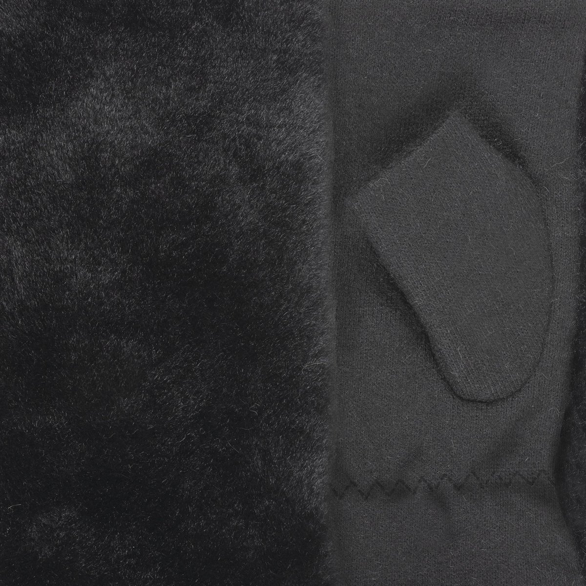 Mitaines imitation fourrure et laine doublé imitation fourrure noir, ISOTONER