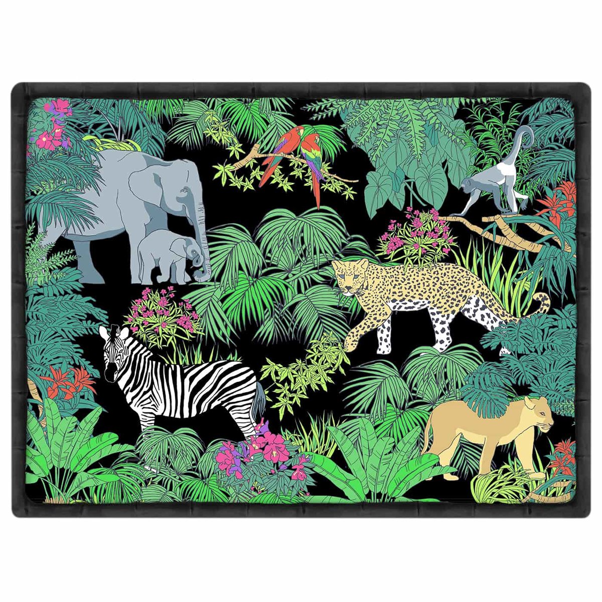 Set de table (40 x 30 cm) lot de 6 - Jungle noir / vert, LES JARDINS DE LA COMTESSE