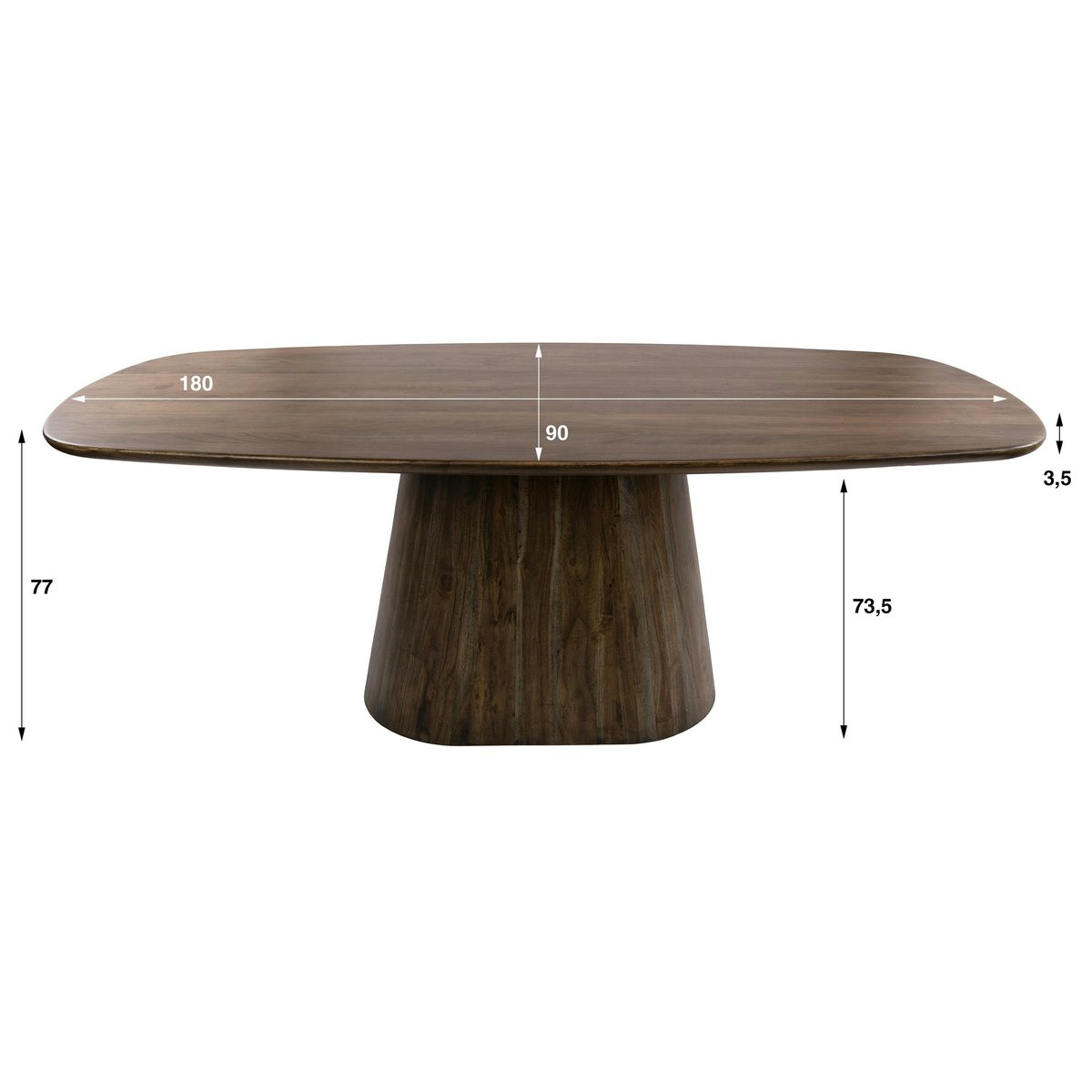 Table à manger bois d'acacia foncé design organique 180 cm NAKO marron, PIER IMPORT