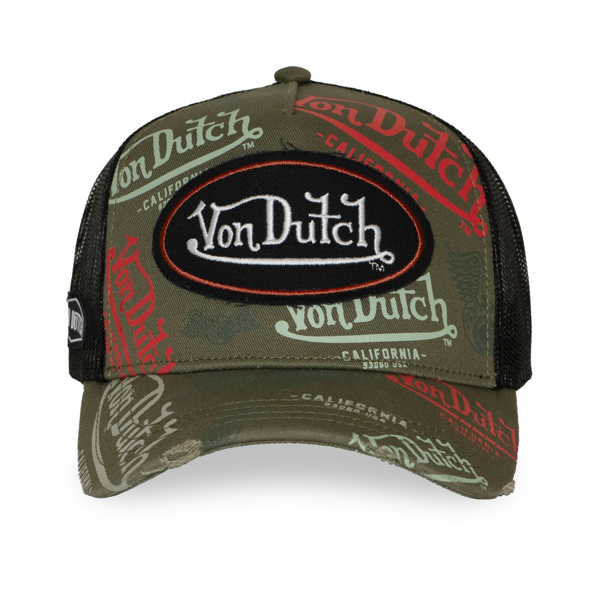 Casquette Trucker Cafe kaki/rouge/vert/noir, VON DUTCH