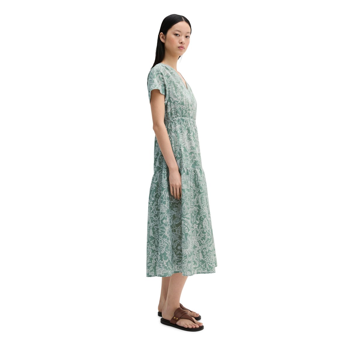 Robe d'été loose en popeline légère imprimée hellgrün, MARC O'POLO