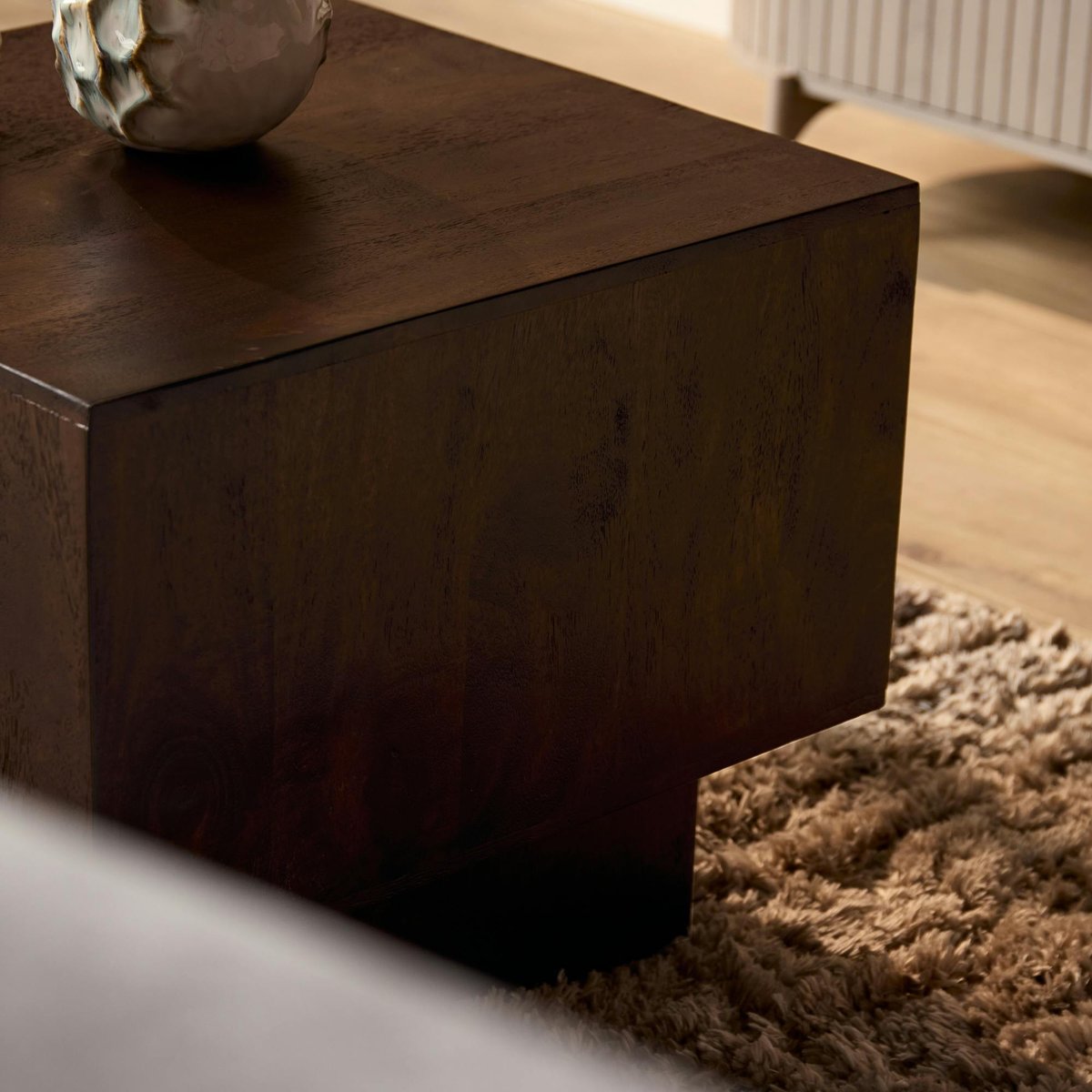 Table basse cube vintage en bois brun 56 cm ALMA marron, PIER IMPORT