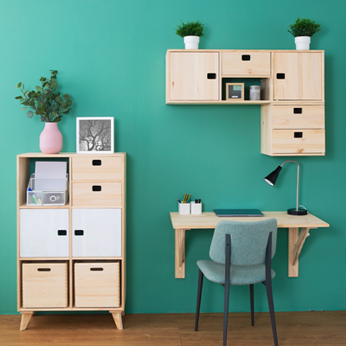 Cube en pin massif - L30 x H30 cm bois clair, CALICOSY