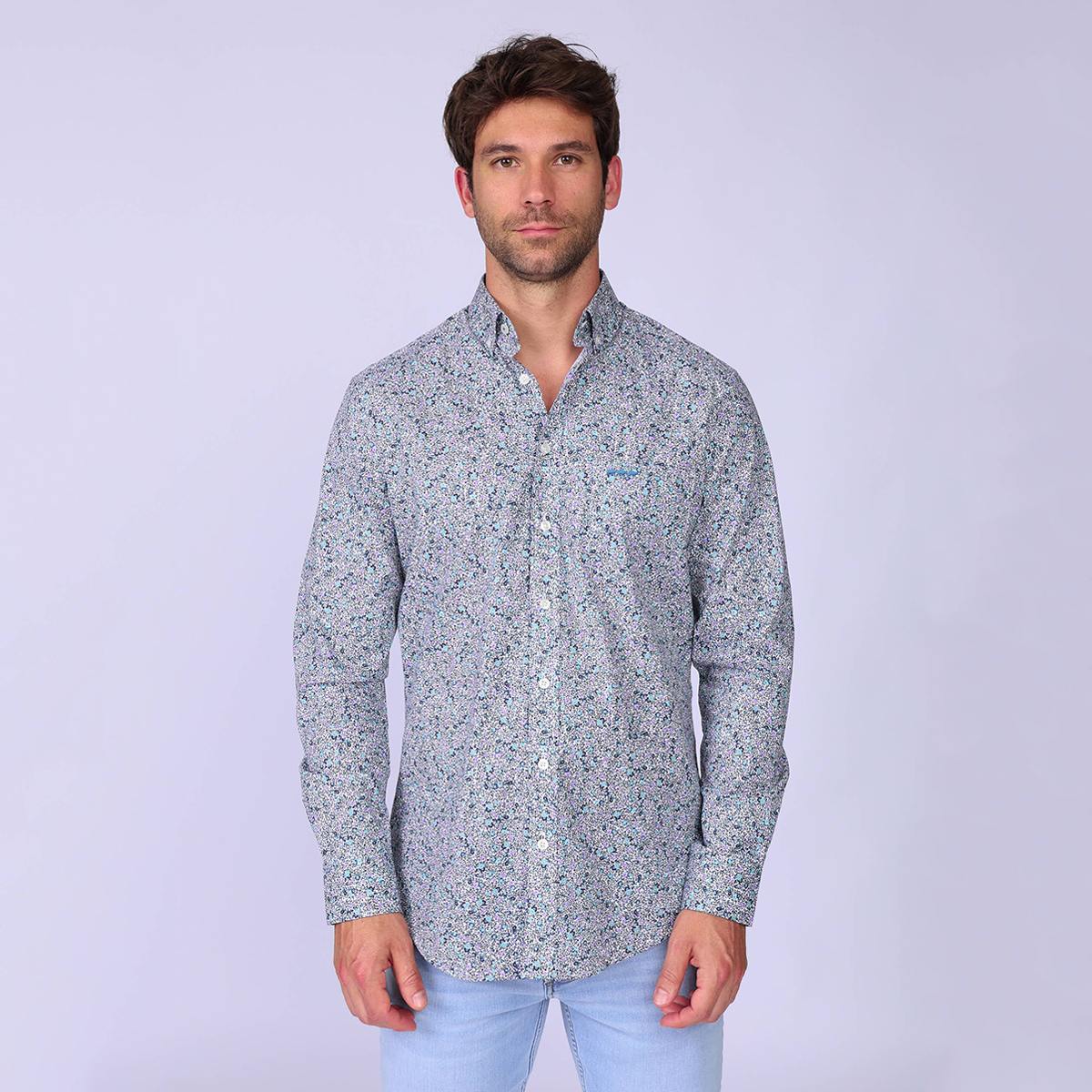 Chemise micro-motifs fleurs blanc, MISE AU GREEN