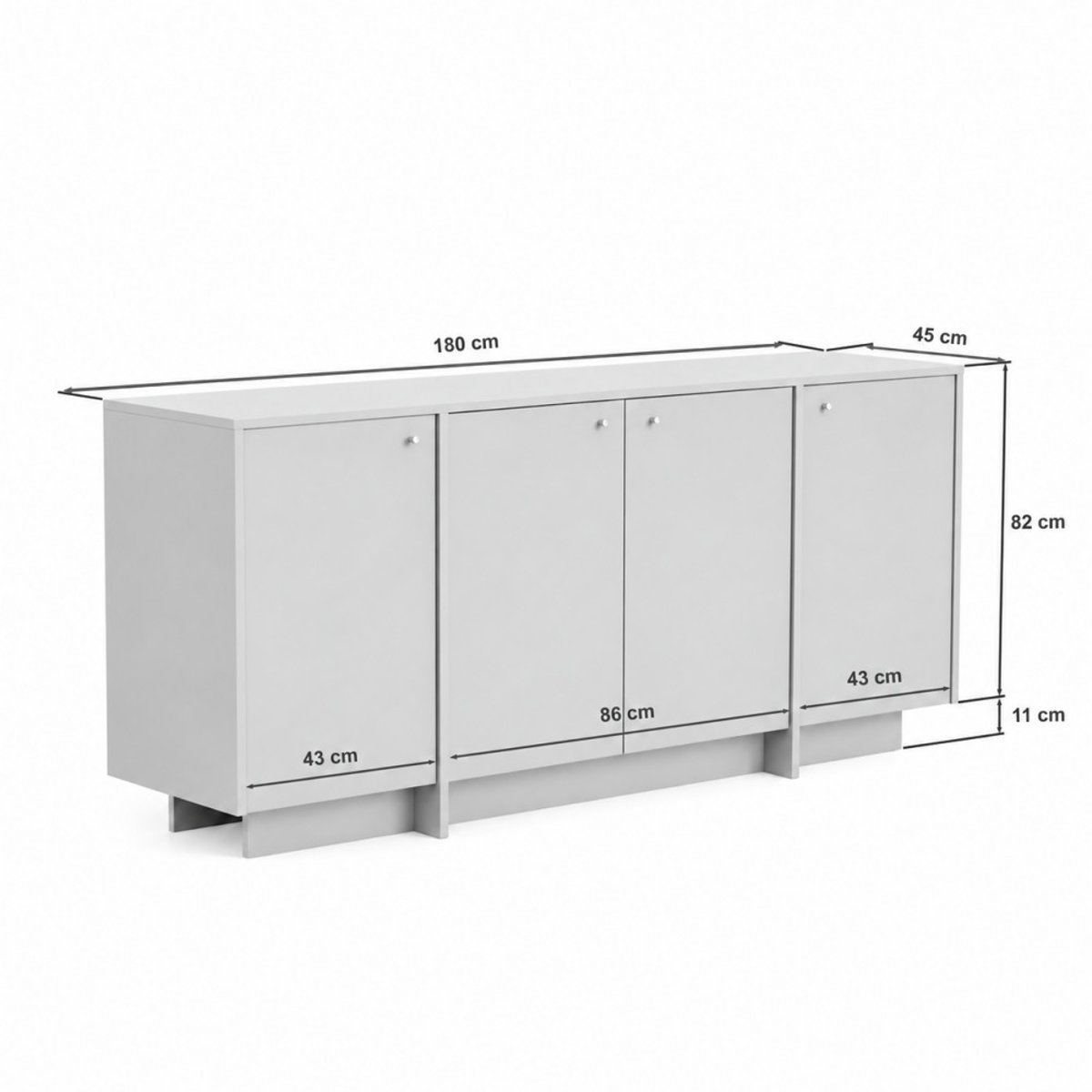Buffet 4 portes en bois L180cm- HOPA bois foncé, DRAWER