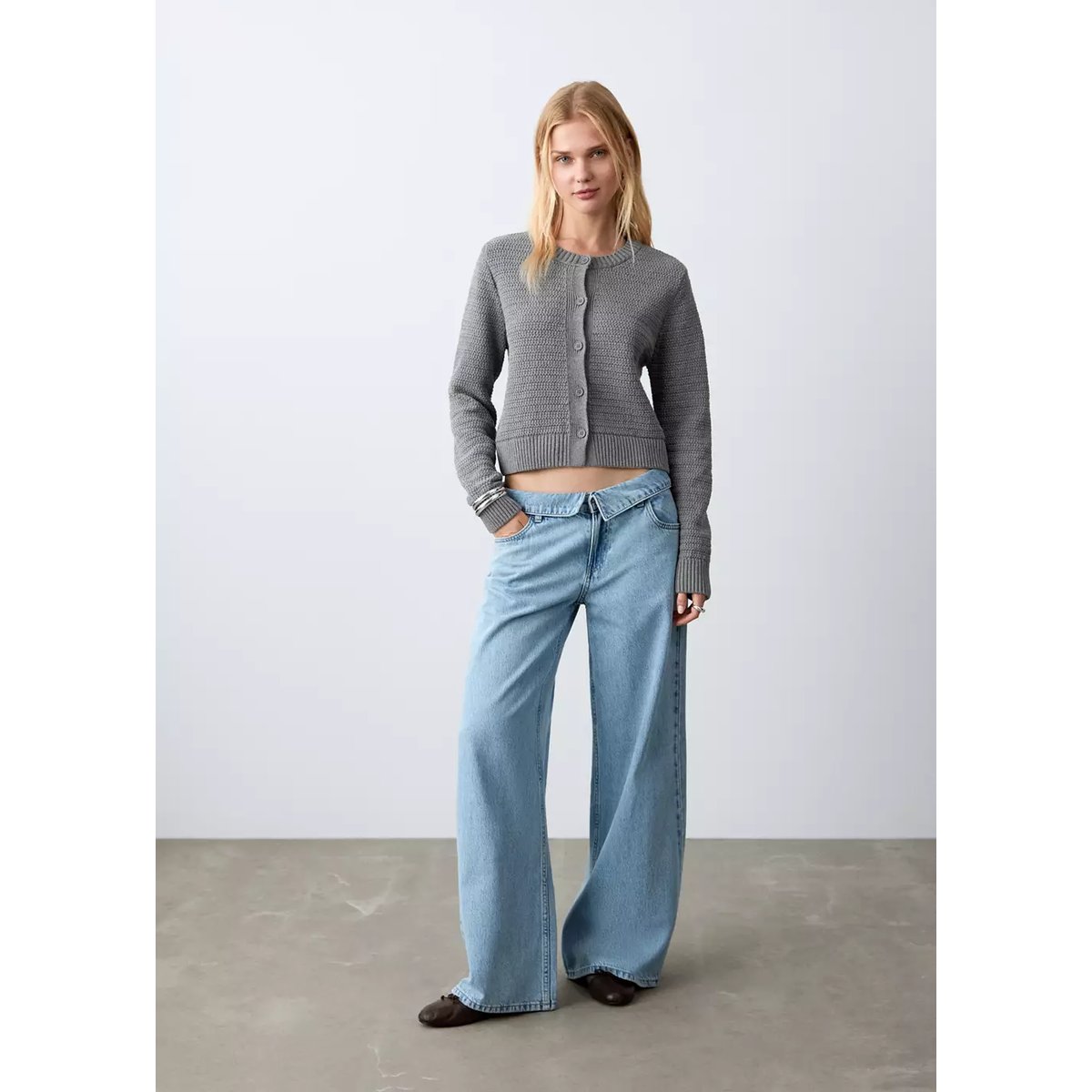 Cardigan maille boutons gris, MANGO TEEN