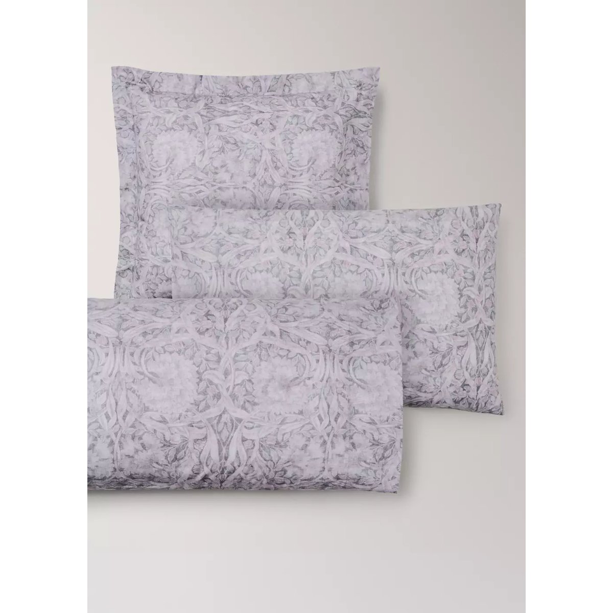 Deux taies d'oreiller percale de coton 200 fils imprimé fleur 50x75 cm gris foncé, MANGO HOME