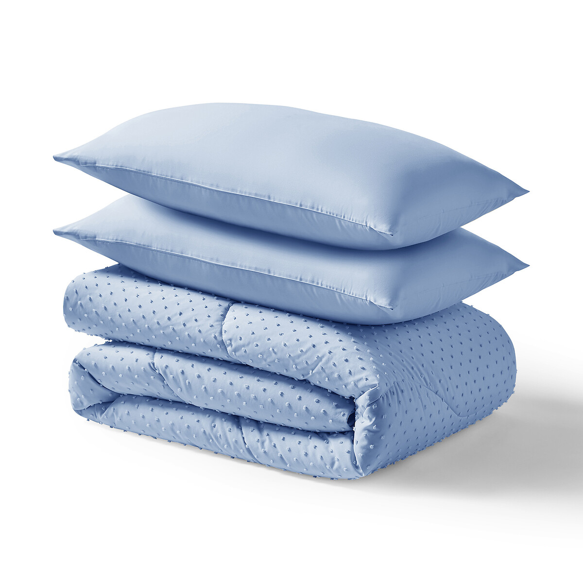 4.5 Tog Tufted Dot Coverless Duvet and Pillowcase Set blue, NIGHT LARK