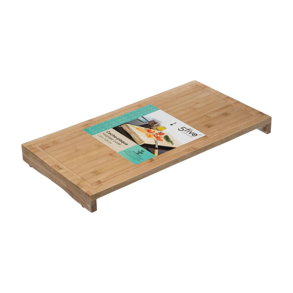 Cache plaque de cuisson et planche à découper en bambou beige, 5FIVE SIMPLY SMART