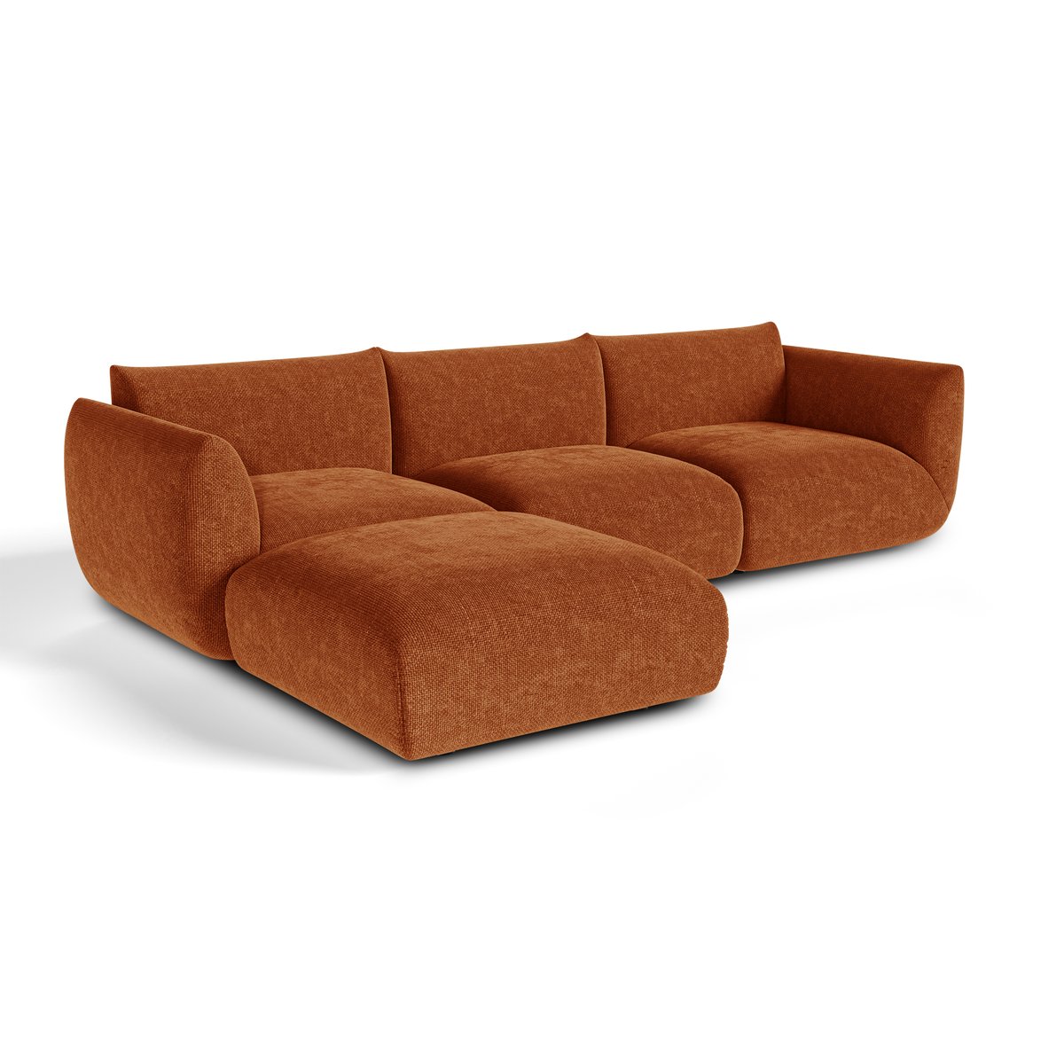 Canapé d'angle modulable 6 places en velours chenillé NOOMA terracotta, SIA HOME