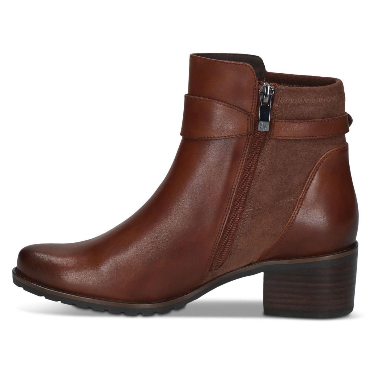 Bottine talon bloc marron chocolat nubuck, CAPRICE