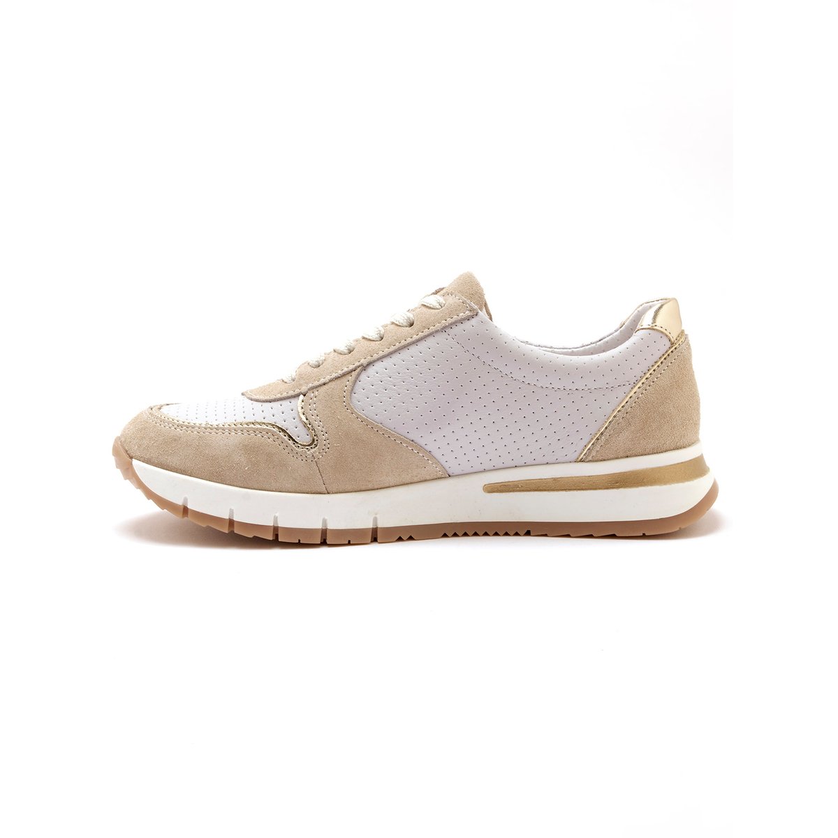 Baskets fantaisie avec zip et lacets beige/doré, PEDICONFORT