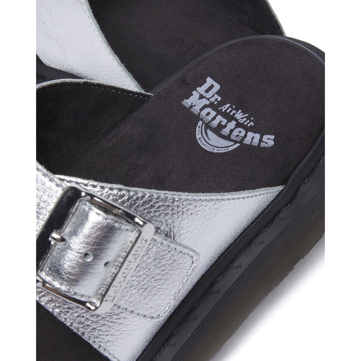 Sabot in pelle Josef Slide Silver Metallic Tumble argent, DR. MARTENS