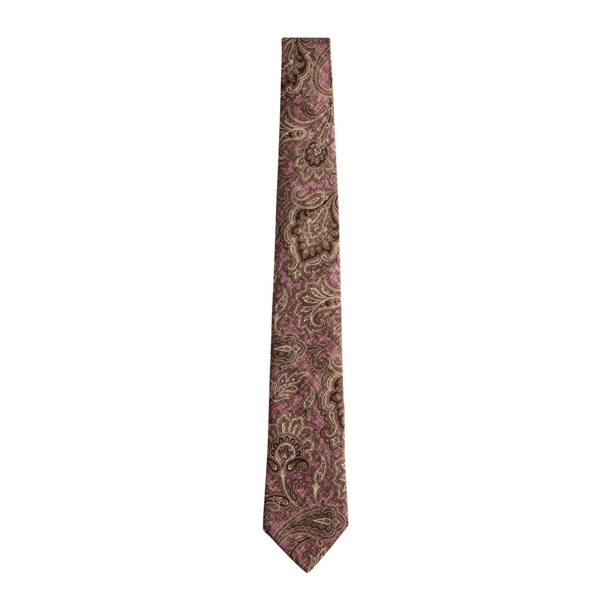 Cravate en soie italienne à motif cachemire signature rose, NEXT