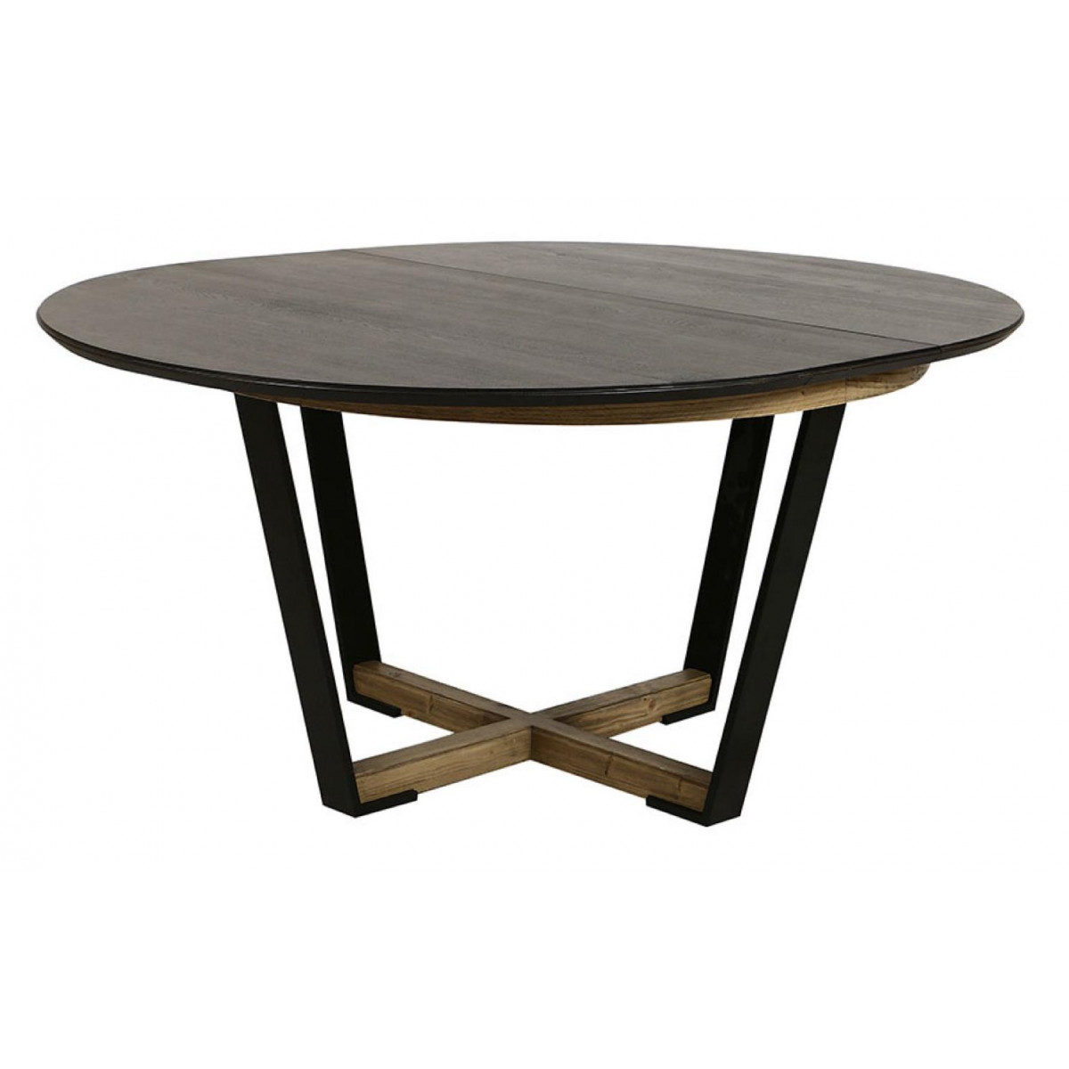 Table ronde 2 allonges - LAZARE noir, INTERIOR'S