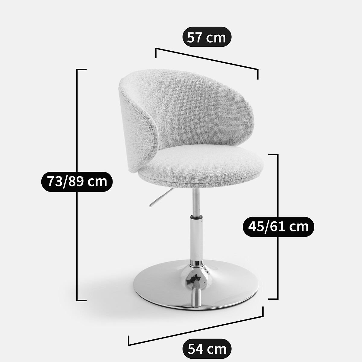 Chaise de bureau rotative, Jakemo ecru, LA REDOUTE INTERIEURS