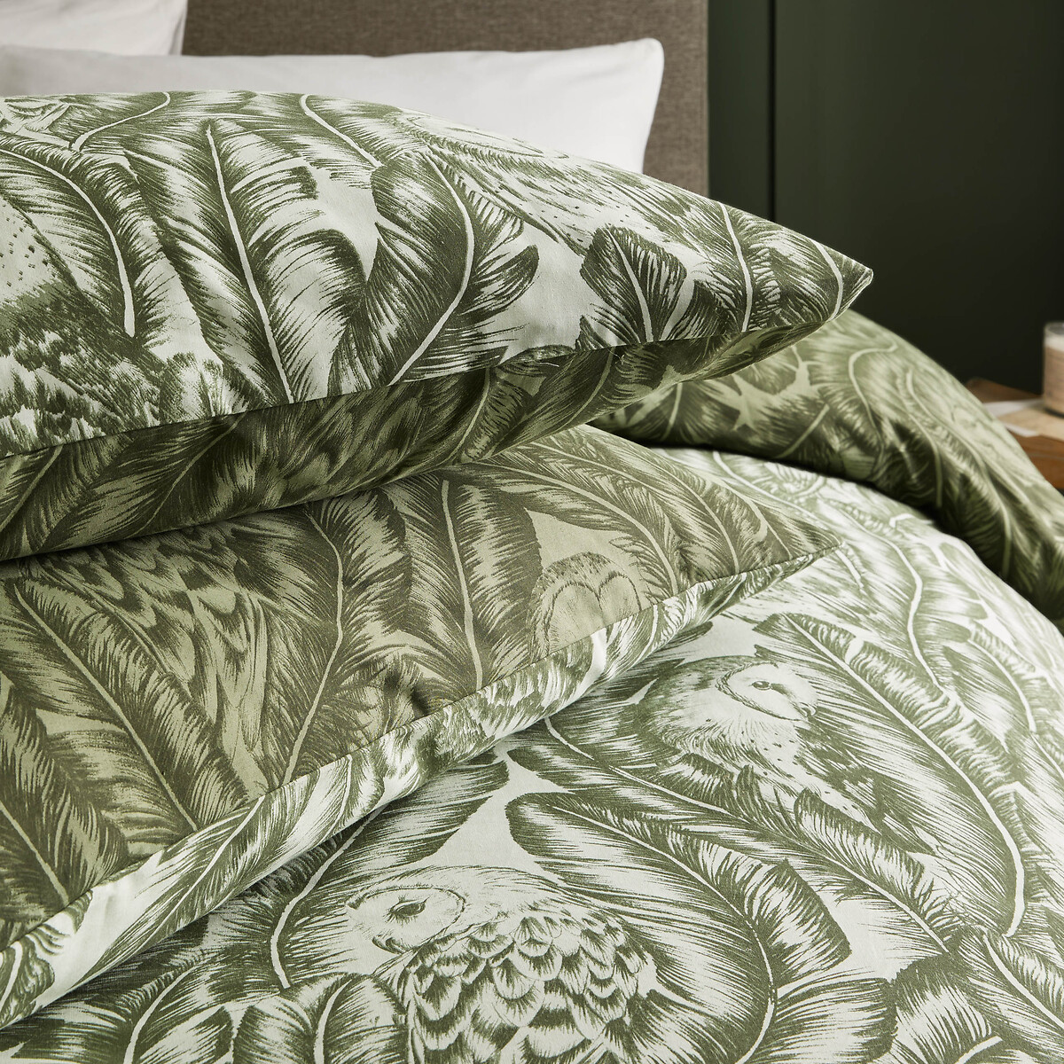 Albus Reversible Duvet Cover and Pillowcase Set dark green, WYLDER