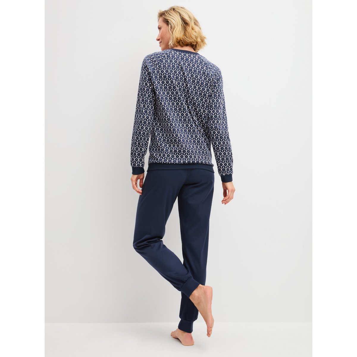 manches longues Coton MIDNIGHT HEARTS bleu paon, CALIDA
