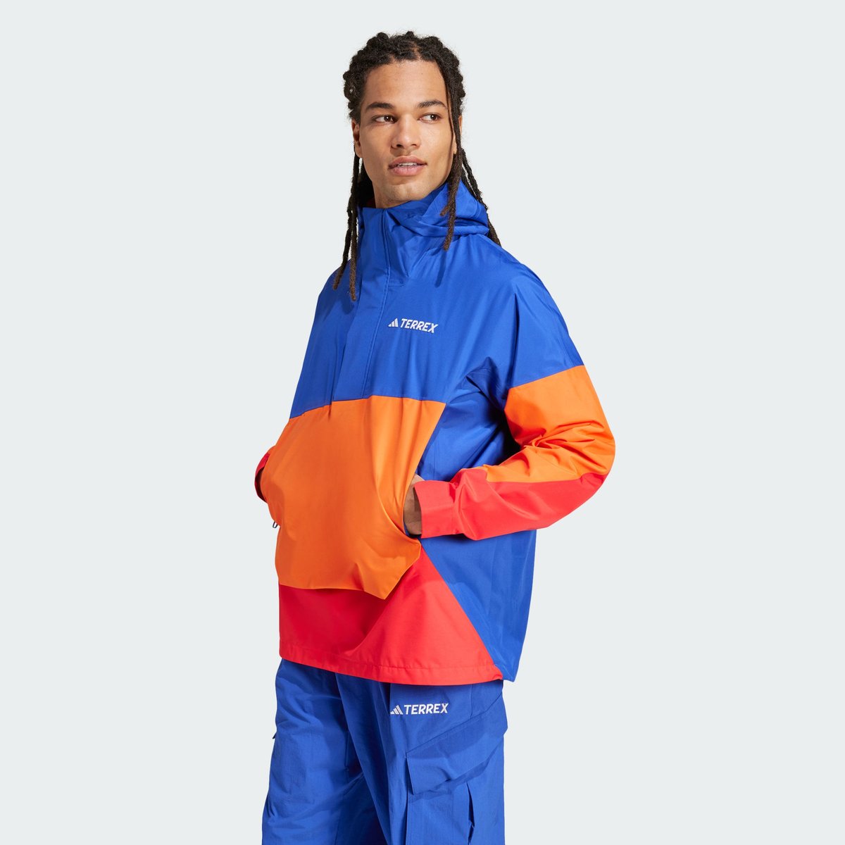 Anorak Terrex Xploric 2.5L Climaproof semi lucid blue / semi impact orange / pure ruby, adidas Performance