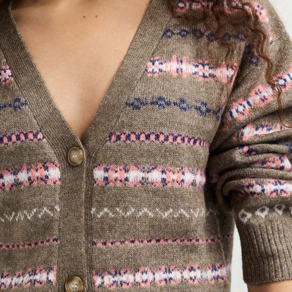 Cardigan En Maille À Col V vert gamme, PEPE JEANS
