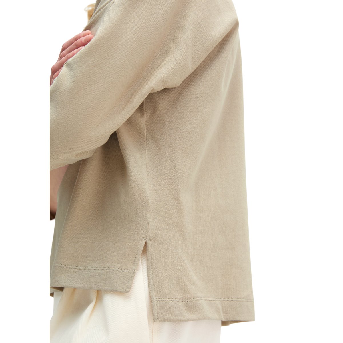 T-shirt oversize en jersey finement tricoté beige, MARC O'POLO