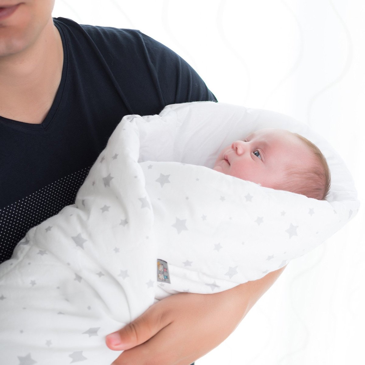 Gigoteuse d'emmaillotage en coton STELLA blanc, SEVIRA KIDS