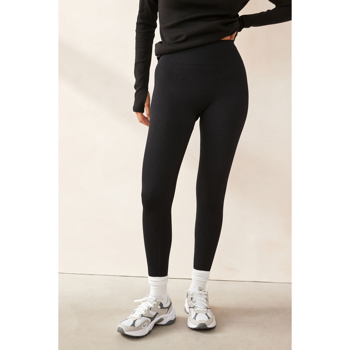 Leggings taille haute côtelés, lot de 2 noir, NEXT
