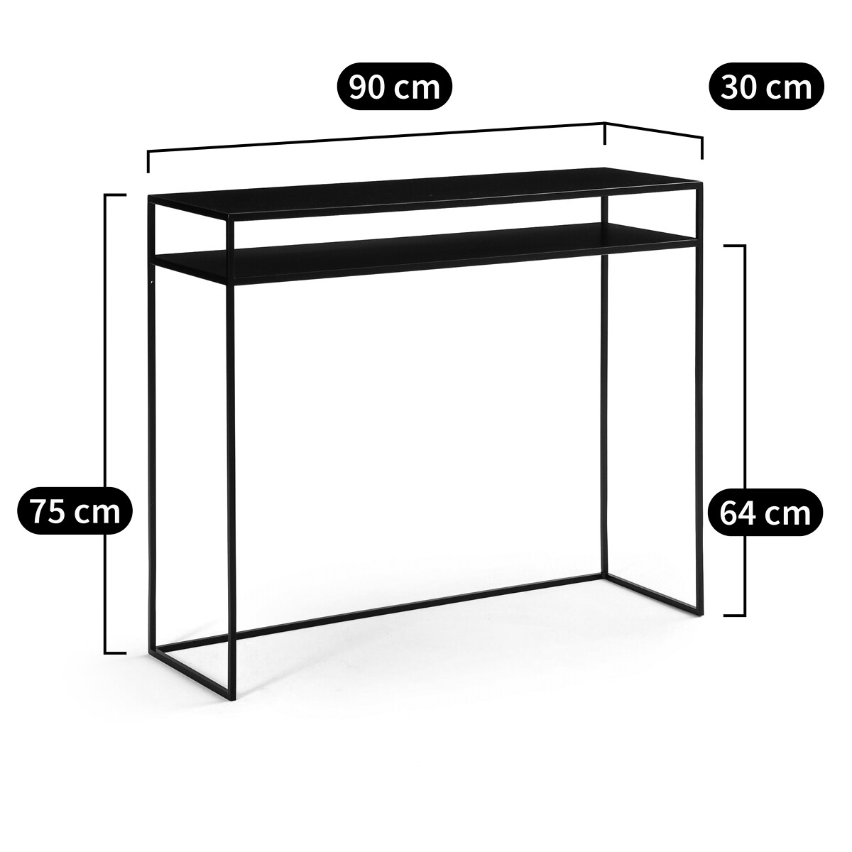 Console double plateau en métal acier, Miva noir, LA REDOUTE INTERIEURS