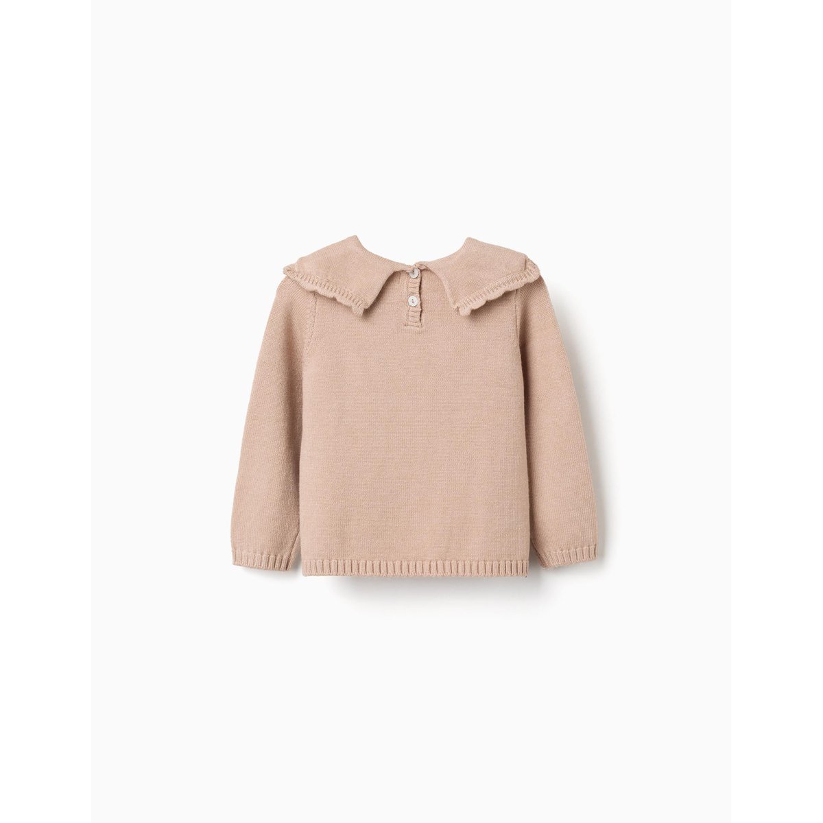 Pull en maille avec col festonné beige clair, ZIPPY