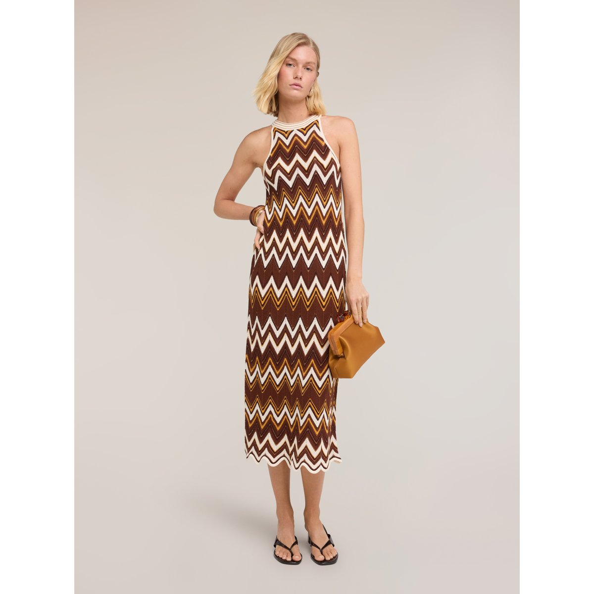 Robe longue travaillée marron, MOTIVI
