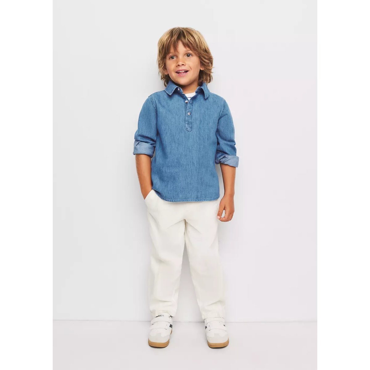 Chemise denim coton bleu moyen, MANGO BABY