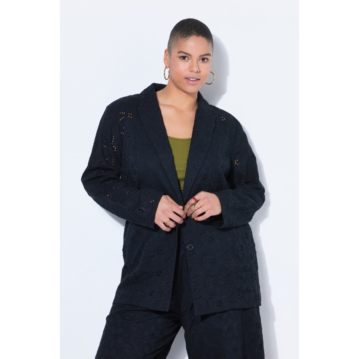 Blazer oversize, dentelle florale noir, STUDIO UNTOLD