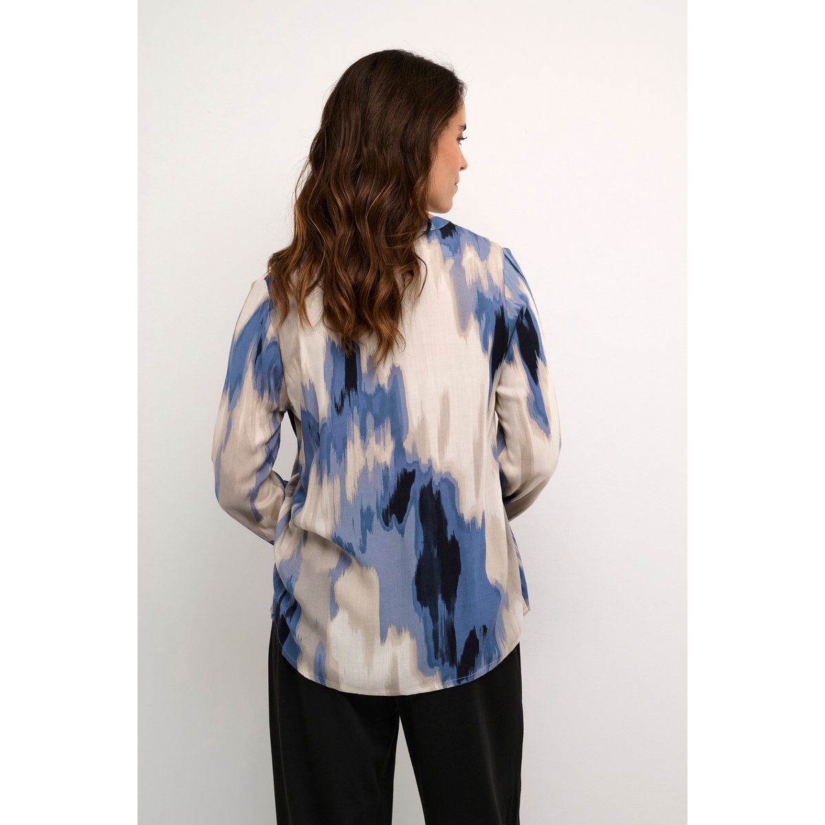Blouse à manches longues bleu abstract print, KAFFE