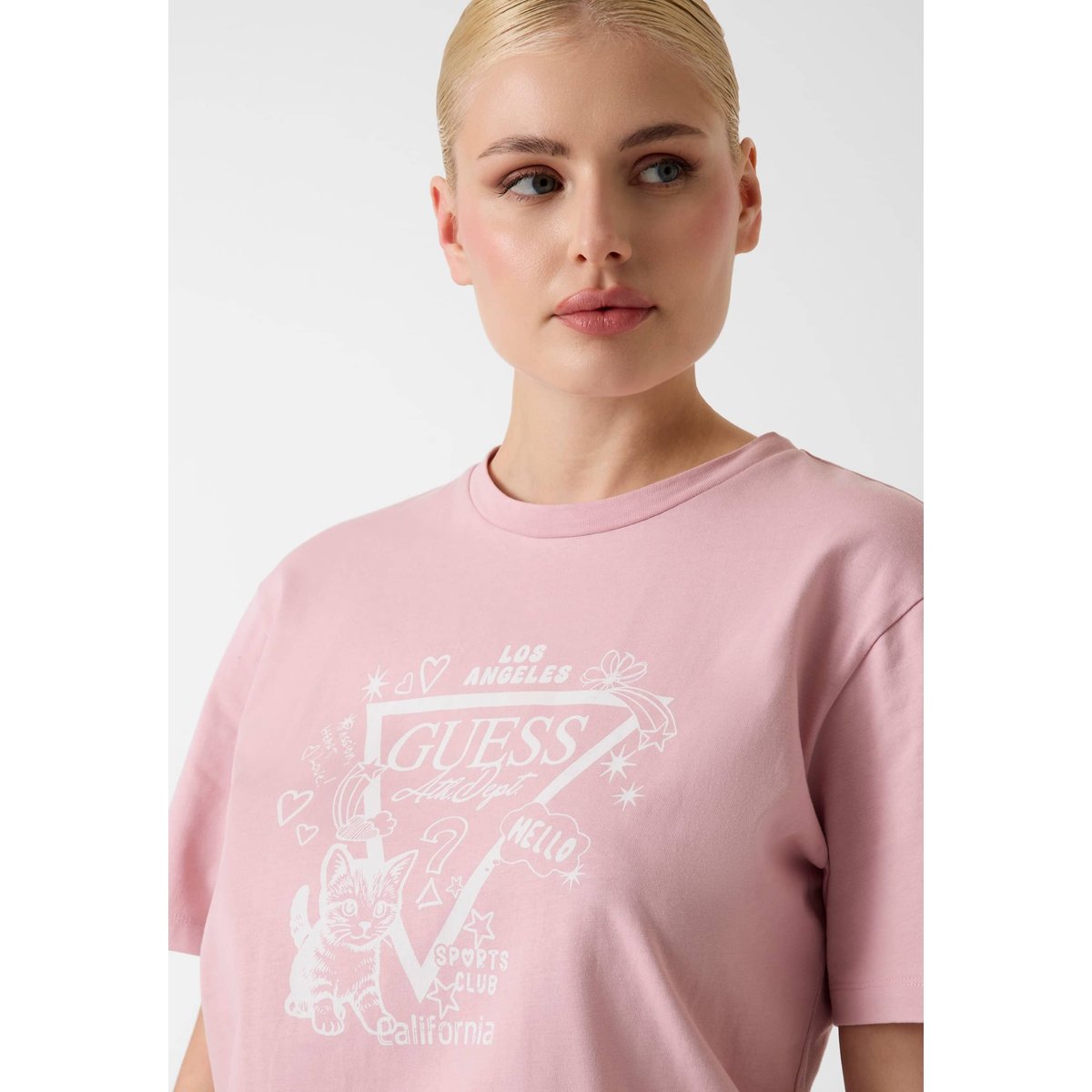 T-Shirt Avec Logo Triangle rose, GUESS