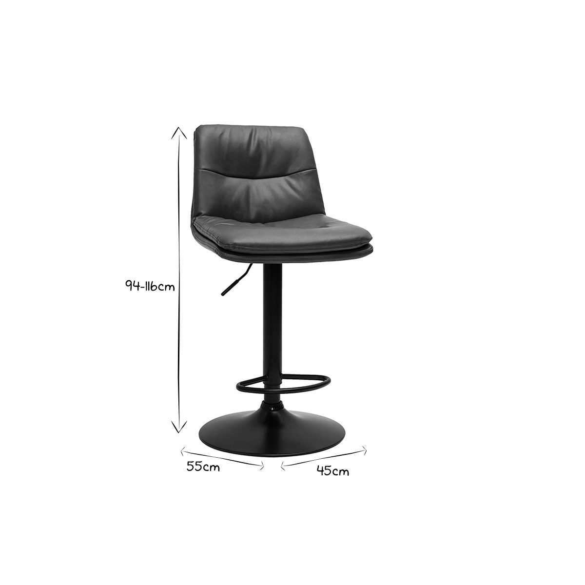 Tabourets de bar réglables marrons et métal noir (lot de 2) ZUCK marron, MILIBOO
