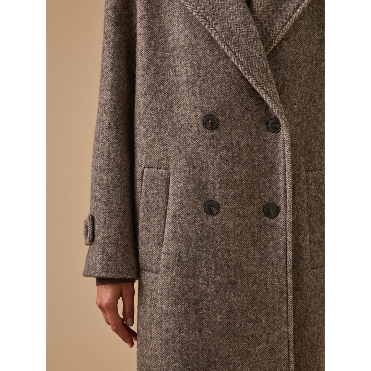 Manteau long lainage chevrons marron glace, CYRILLUS