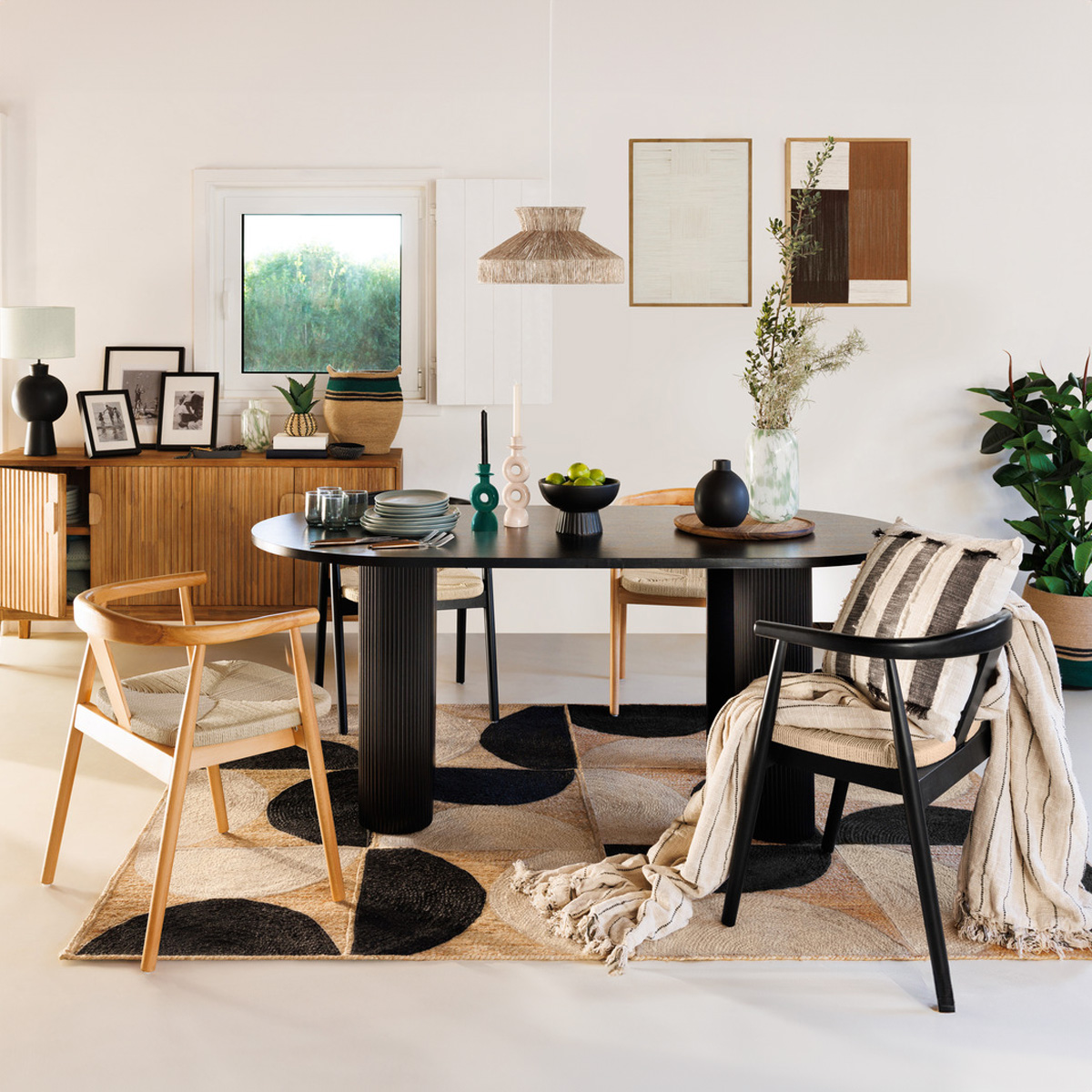 Décoration murale tissée géométrique en coton TISSIA blanc, ATMOSPHERA