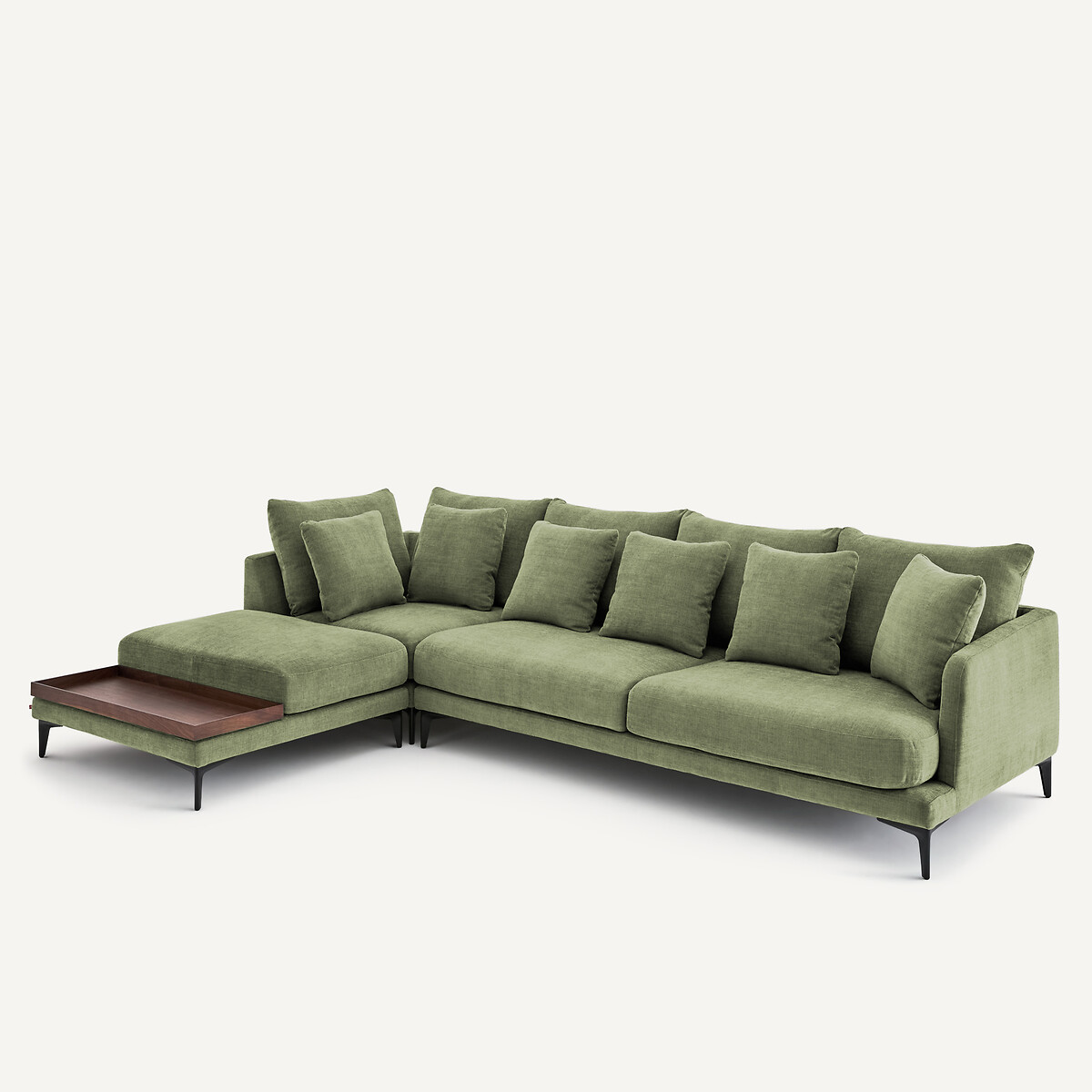 Mezzo divano 3 posti in poliestere cotone, MODERNISTE, design Emmanuel Gallina verde foresta, EMMANUEL GALLINA X AM.PM