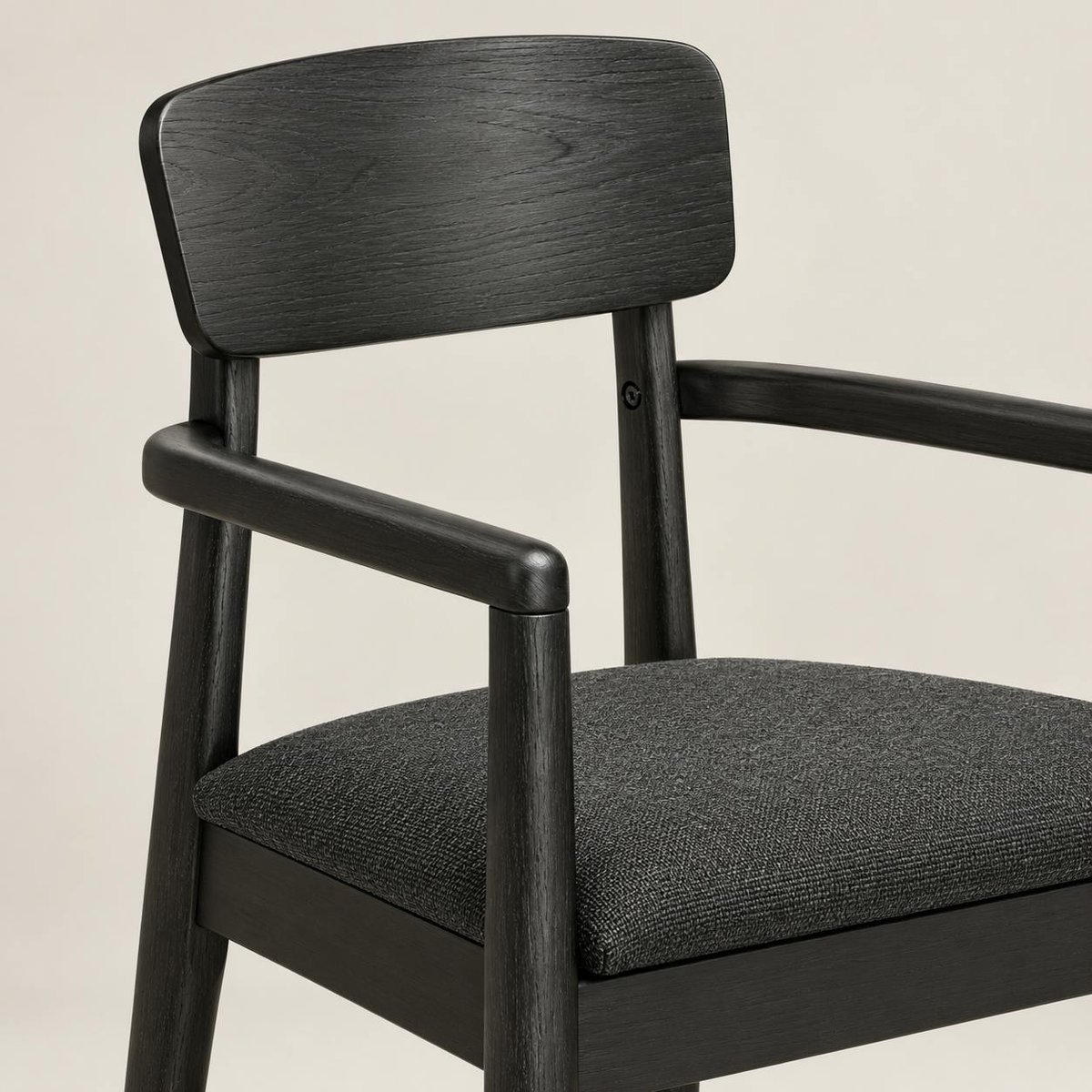 Chaise à accoudoirs en bois, assise tissu (lot de 2) ORBE noir, PIER IMPORT