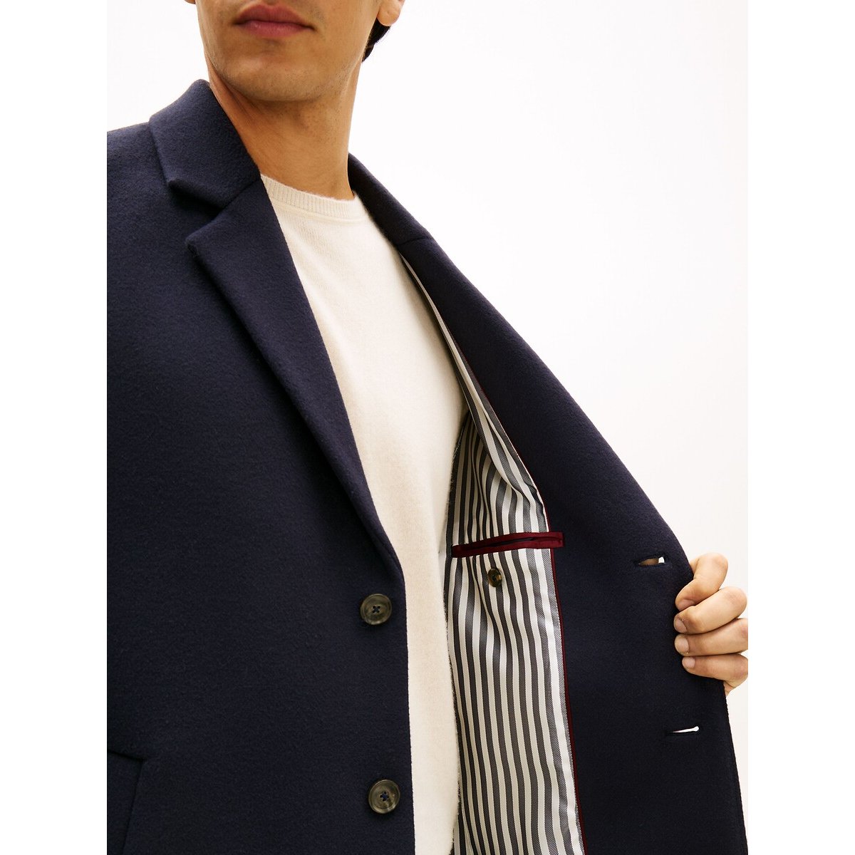 Caban in misto lana blu marino, TOMMY HILFIGER