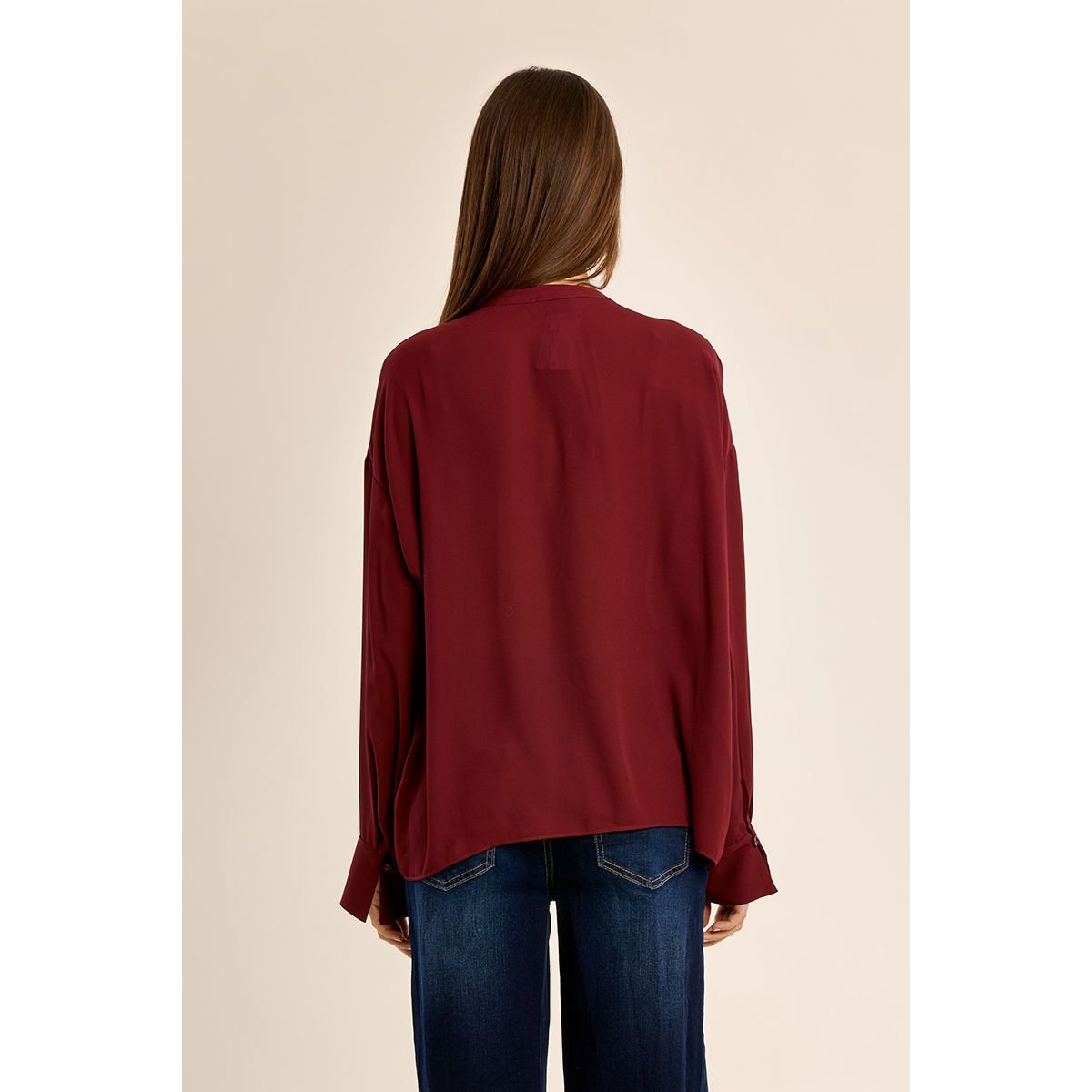 Blouse fluide col lavallière dark red, MOLLY BRACKEN