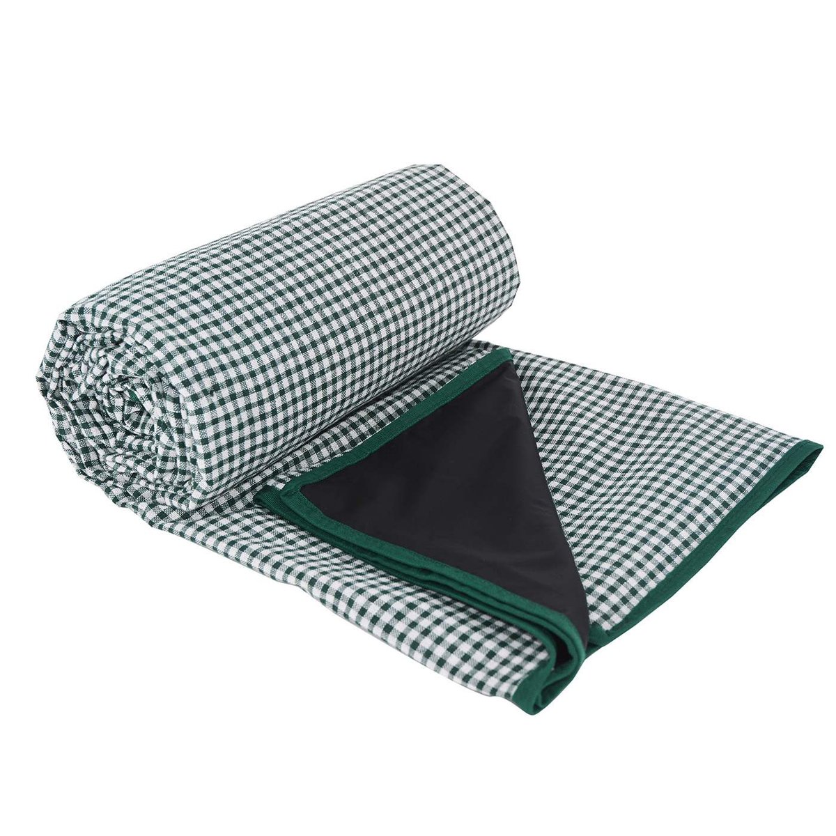 Nappe pique-nique XL à revers imperméable vichy vert foncé, LES JARDINS DE LA COMTESSE