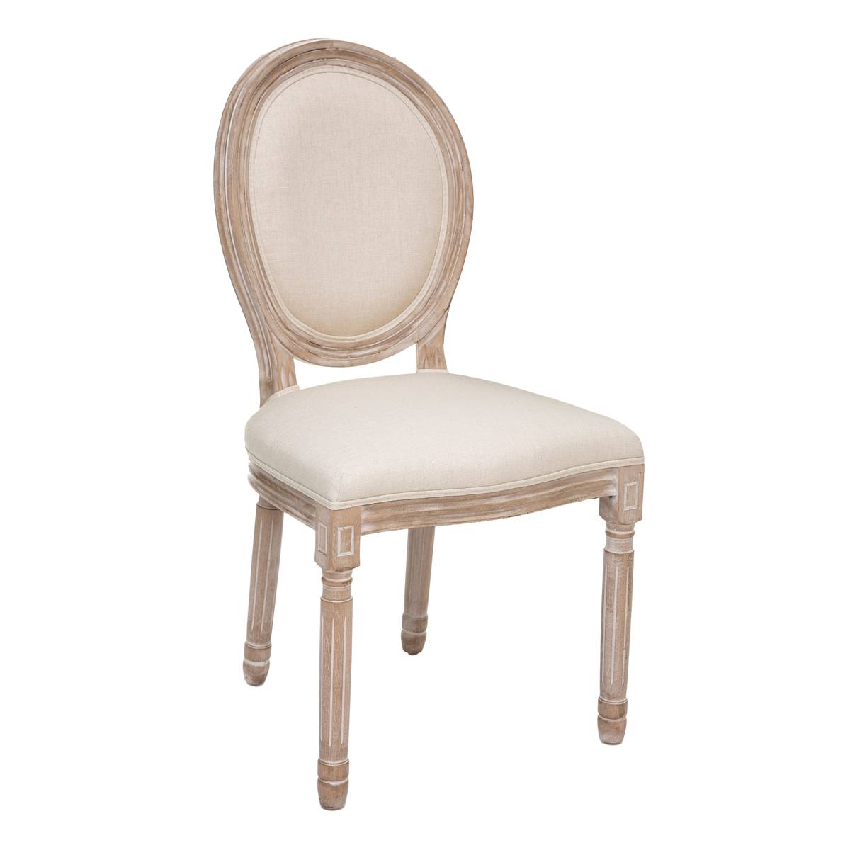 Chaise en tissu structure bouleau CLÉON beige, ATMOSPHERA