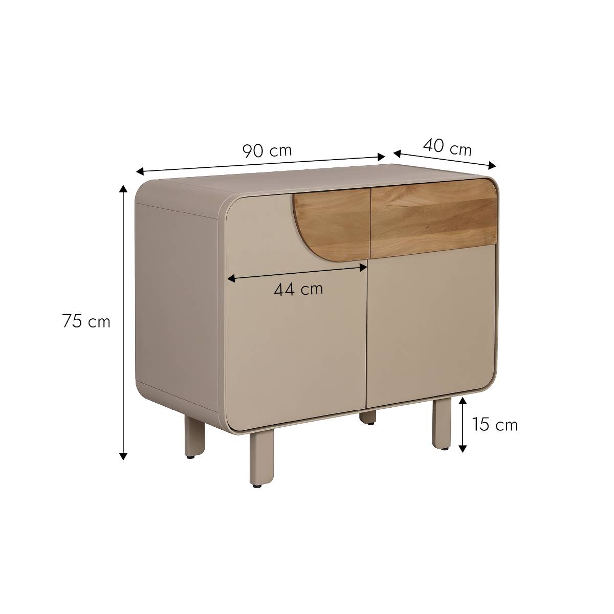 Petit buffet en bois de manguier KEZIA gris, MADE IN MEUBLES