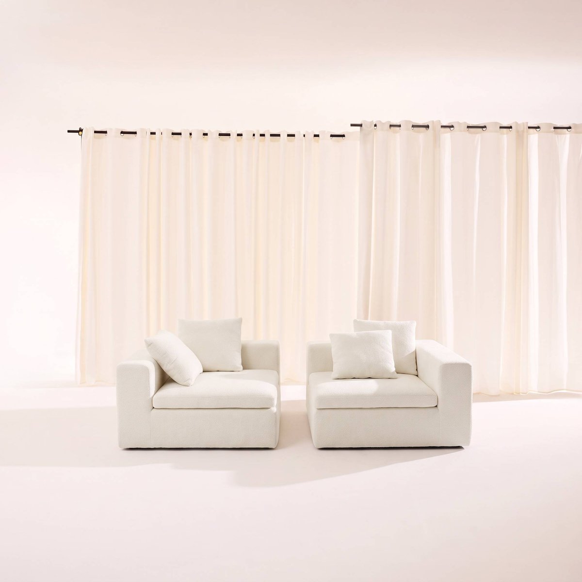 Canapé compressé modulable tissu chenille 3 places MOVI blanc, SWEEEK