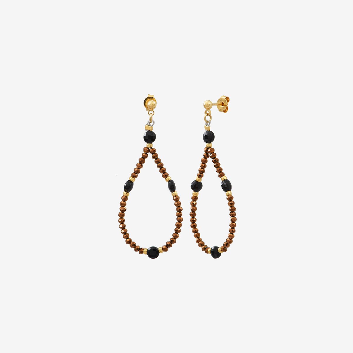 Boucles d'oreilles dorées petit modele amanté - indie marron, CAROLINE NAJMAN